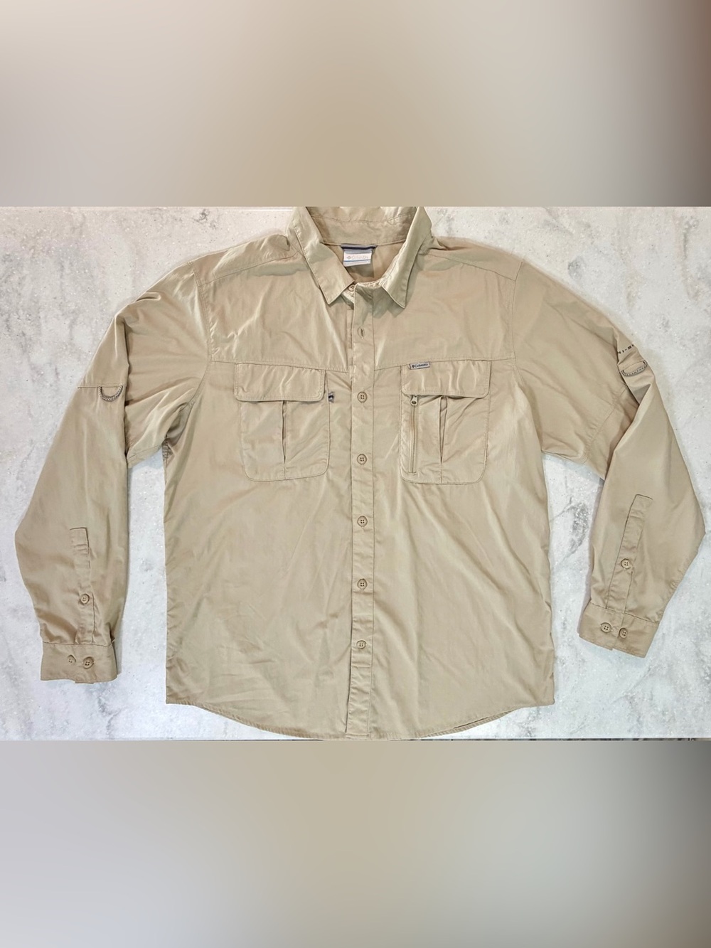 Columbia Tan Omni-Shade UPF 40 Shirt Size Large